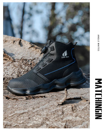 Men Safety Shoes Steel Toe Boots High Top Work Shoes Wear-resisting Slip Resistant Work Shoes Indestructible Breathable Sneakers