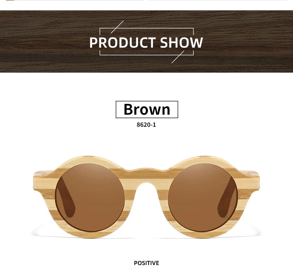 Natural Zebra Bamboo Wooden Aduit Sunglasses Handmade Polarized Glasses Mirror Coating Lenses Eyewear With Gift Box 8620C