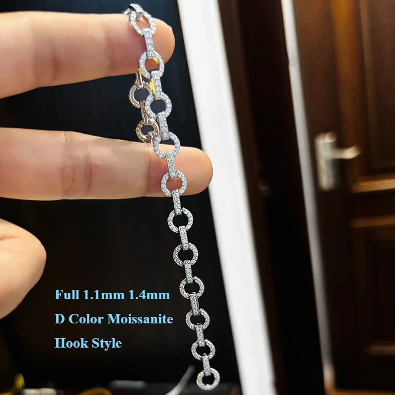 2025 Original Full Moissanite Tennis Bracelet for Woman Man 925 Silver Pass Diamond Tester Link Chain Bracelets 14-20cm