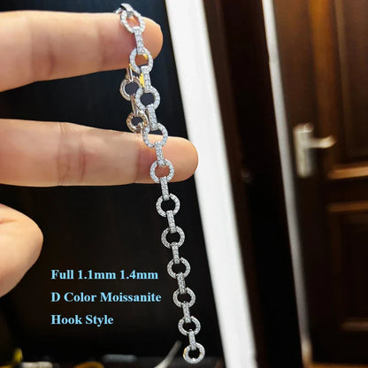 2025 Original Full Moissanite Tennis Bracelet for Woman Man 925 Silver Pass Diamond Tester Link Chain Bracelets 14-20cm