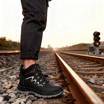 Waterproof Men's Safety Work Boots Steel Toe Shoes Anti Impact And Anti-Puncture Outdoor Adventure Hiking Industrial Boots