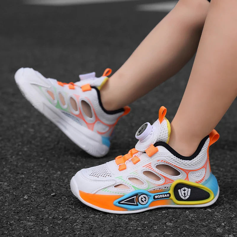 Children Sports Shoes Summer New Hollow Mesh Breathable Fashion Flat Bottom Anti Slip Student Daily Wear Comfort Casual Shoes