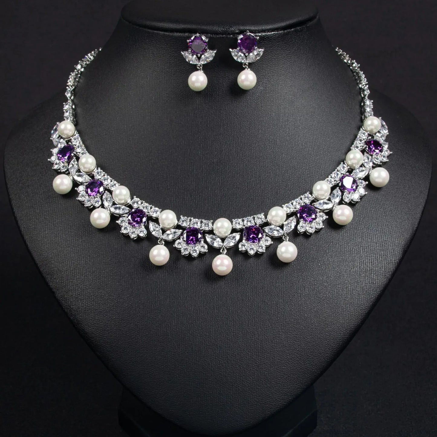 Pop Hot Stereo Jewelry Oil Painting Necklace Earrings Premium Multi-Color 2-Piece Wedding Travel Women's Holiday Gift M-1000