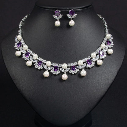 Pop Hot Stereo Jewelry Oil Painting Necklace Earrings Premium Multi-Color 2-Piece Wedding Travel Women's Holiday Gift M-1000