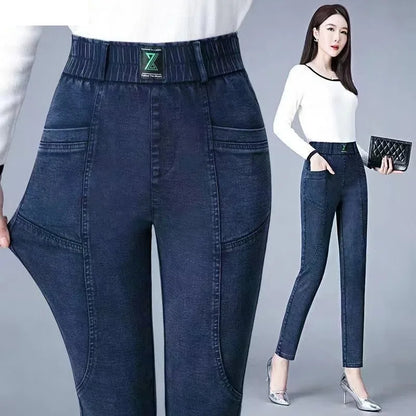 Elastic Denim Trousers Women High waist Casual Jeans