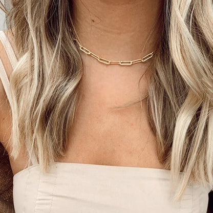 Fashion Paperclip Link Chain Women Necklace Stainless Steel Gold Color Chain Necklace For Women Men Jewelry Gift