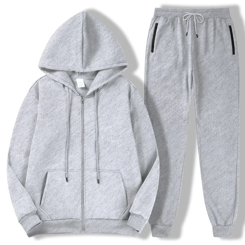 2025 Newest Men's Autumn Winter Collection Zip Hooded Sweatshirt and Trouser Two Piece Tracksuits