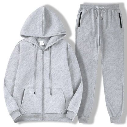 2025 Newest Men's Autumn Winter Collection Zip Hooded Sweatshirt and Trouser Two Piece Tracksuits
