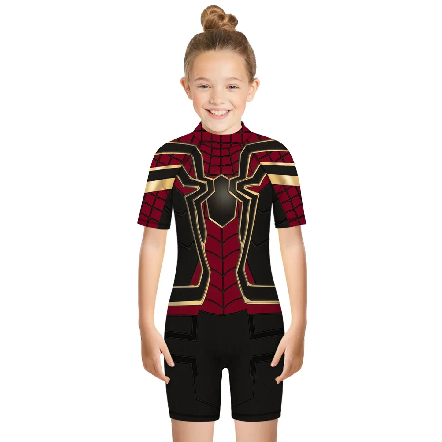 Children One Pieces Swimsuit Superhero 3D Print Playsuit Child Short Sleeve Swimwear Beach Bathing Suit Swim Wear For Boys Girls