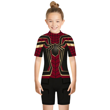Children One Pieces Swimsuit Superhero 3D Print Playsuit Child Short Sleeve Swimwear Beach Bathing Suit Swim Wear For Boys Girls