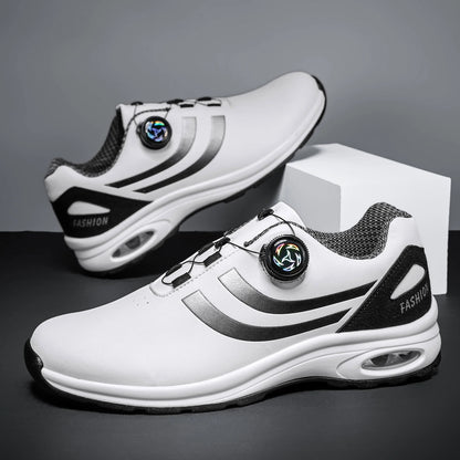 New Men's Fashion Casual sports shoes, Comfortable Hovershoe sole, Outdoor Leisure Walking cycling, Golf shoes, black and White