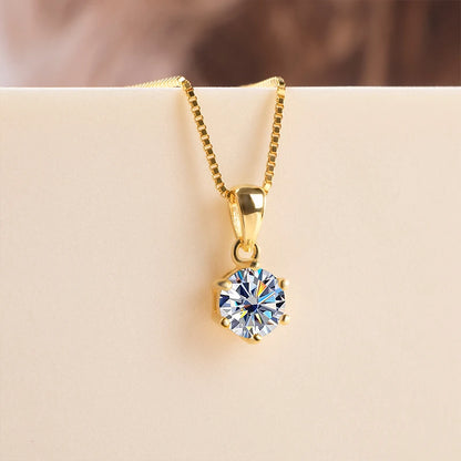 1Carat Moissanite Jewelry Set For Women Sterling S925 Silver Gold Plated Necklace Earrings Ring GRA Certified Wedding
