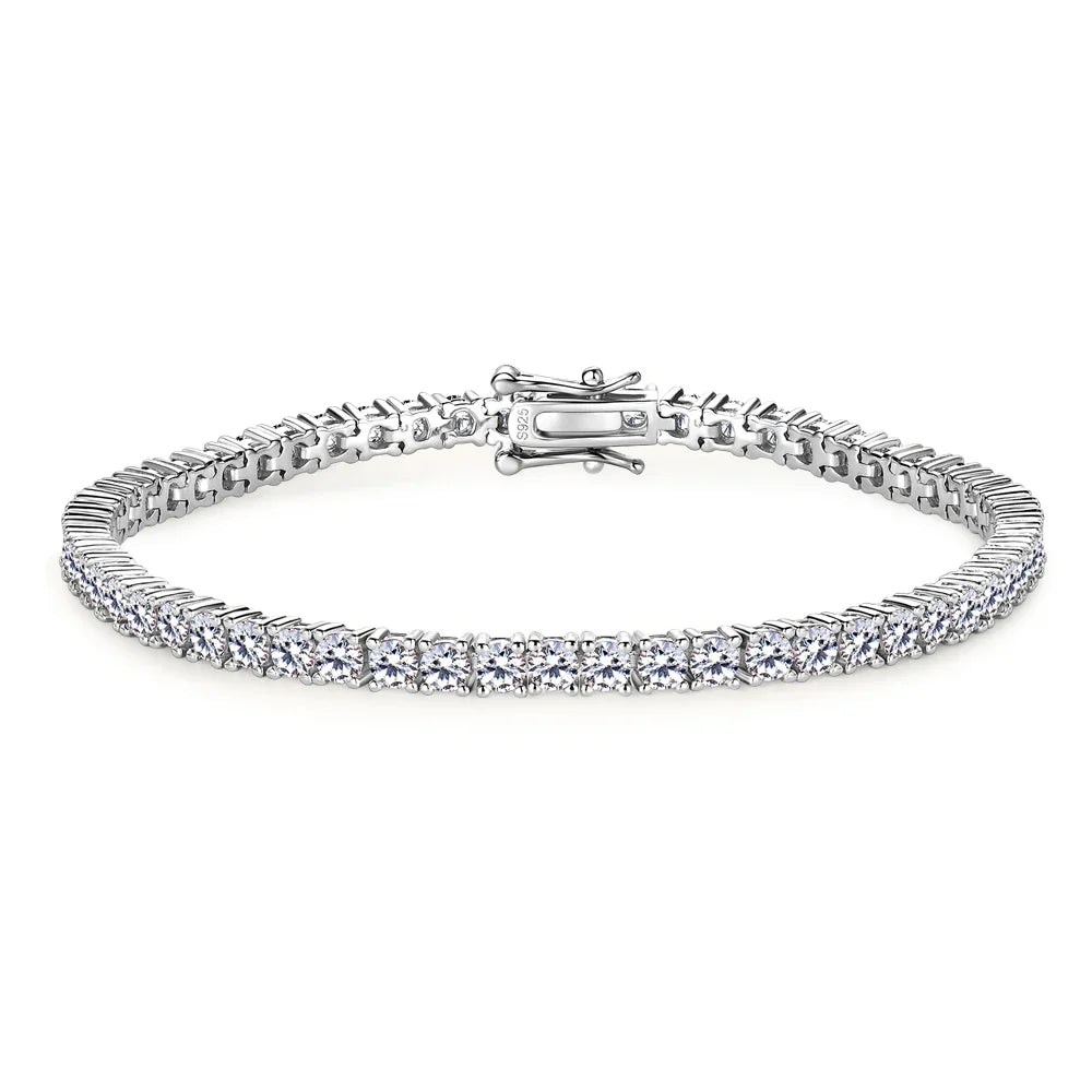 3mm D VVS1 Moissanite Tennis Bracelet S925 Sterling Silver Plated 18k White Gold Diamond Tennis Bracelets for Women