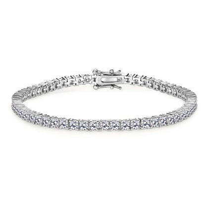 3mm D VVS1 Moissanite Tennis Bracelet S925 Sterling Silver Plated 18k White Gold Diamond Tennis Bracelets for Women
