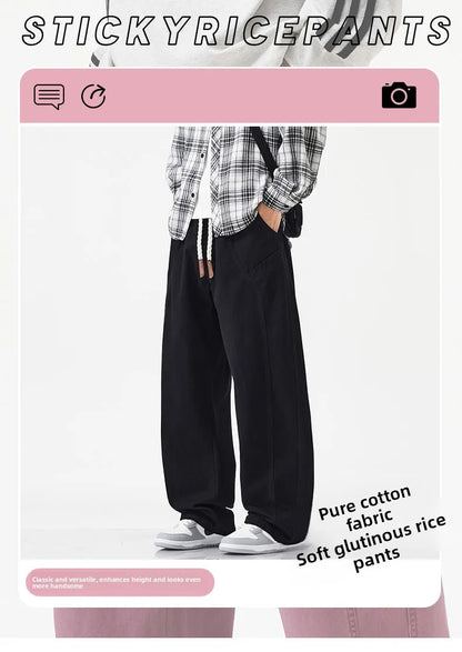 High Quality 100% Cotton Work Pants Men Casual Straight Trousers Y2K Man Plus Size Cargo Pants Fashion Solid Workout Pants