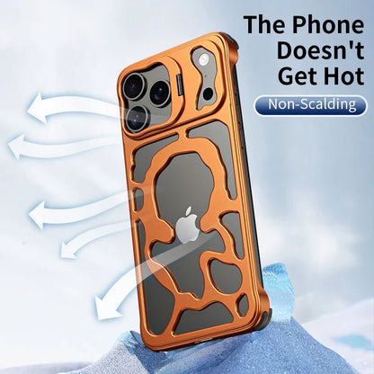 Metal Hollow Magnetic Phone Case,For IPhone 17 Pro Max iPhone Air Protective Case, Breathable And Heat Dissipating Metal Bracket