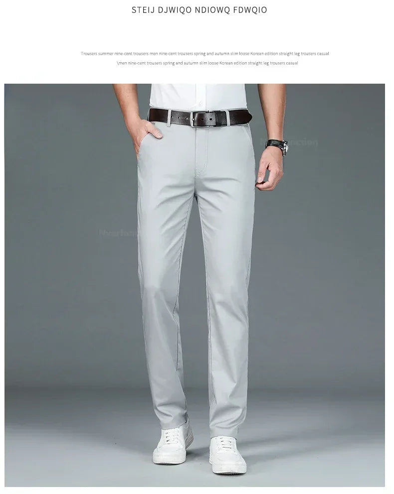 Summer New Men's Bamboo Fiber Slim Business Casual Pants Fashion Classic Breathable Designer Formal Long Trouser Male Clothing