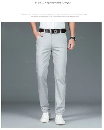 Summer New Men's Bamboo Fiber Slim Business Casual Pants Fashion Classic Breathable Designer Formal Long Trouser Male Clothing