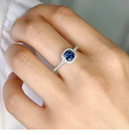 European and American retro princess square 925 silver ring inlaid with high carbon diamonds niche light luxury, daily exquisite