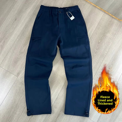 Outdoor Workwear Pants Men's Loose Fleece Lined Thick Soft  Hiking Mountain Climbing Windproof Waterproof Jacket Pants