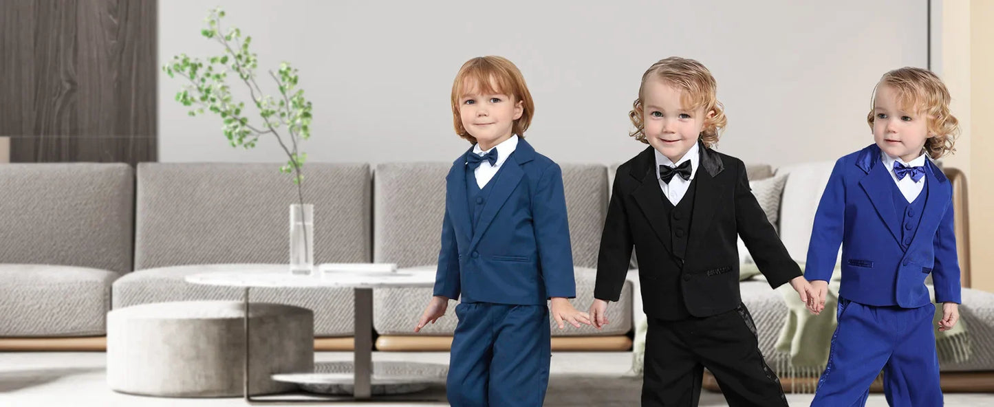 Baby Tuxedo Toddler Suit Infant Boy Easter Church Halloween Wedding Birthday Party Gift Ring Bearer Photography Outfit Set
