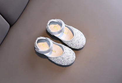 2026 Girls Princess Shoes Spring Children Bow Shoes Leather Shoe Kids Dance Shining Toddler Rhinestone Birthday Party Shoes