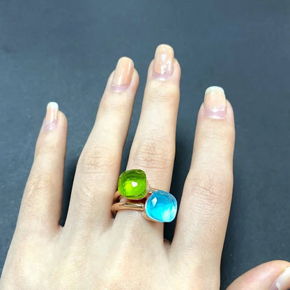 2Pcs/Set Fashion Stacked Candy Ring Women Mix Color Crystal Jewelry 30 Colors Trendy Gift for Valentine's Day