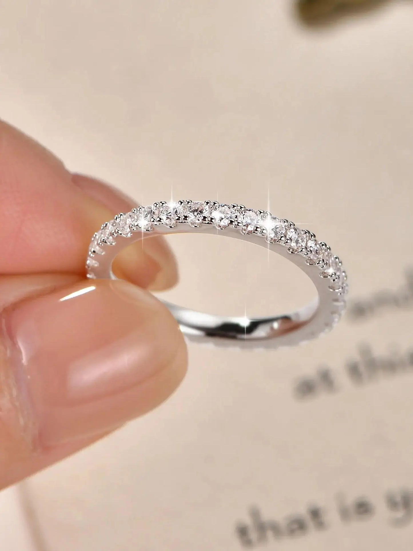14k Gold Filled Full Eternity Ring Sparkling 2mm D Color Moissanite Stackable Band Finger Jewelry for Womem GRA Cerificate