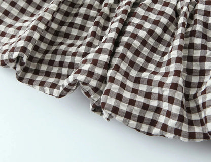 Casual Chic Women Tops Plaid V-Neck Sleeveless Bow Folds Short Tops Fashion 2026 Spring Summer Holiday Female Y2K Tops