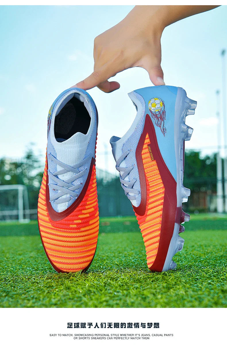 New Men Football Boots Outdoor Sport Boys Long Spikes Training Cleats Soccer Shoes Adult Non Slip Breathable Match Comfortable