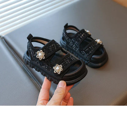 2025 Summer New Children Sandals Girls Elegant Princess Style Sandals Baby Anti-kick Foot Protection Sandals