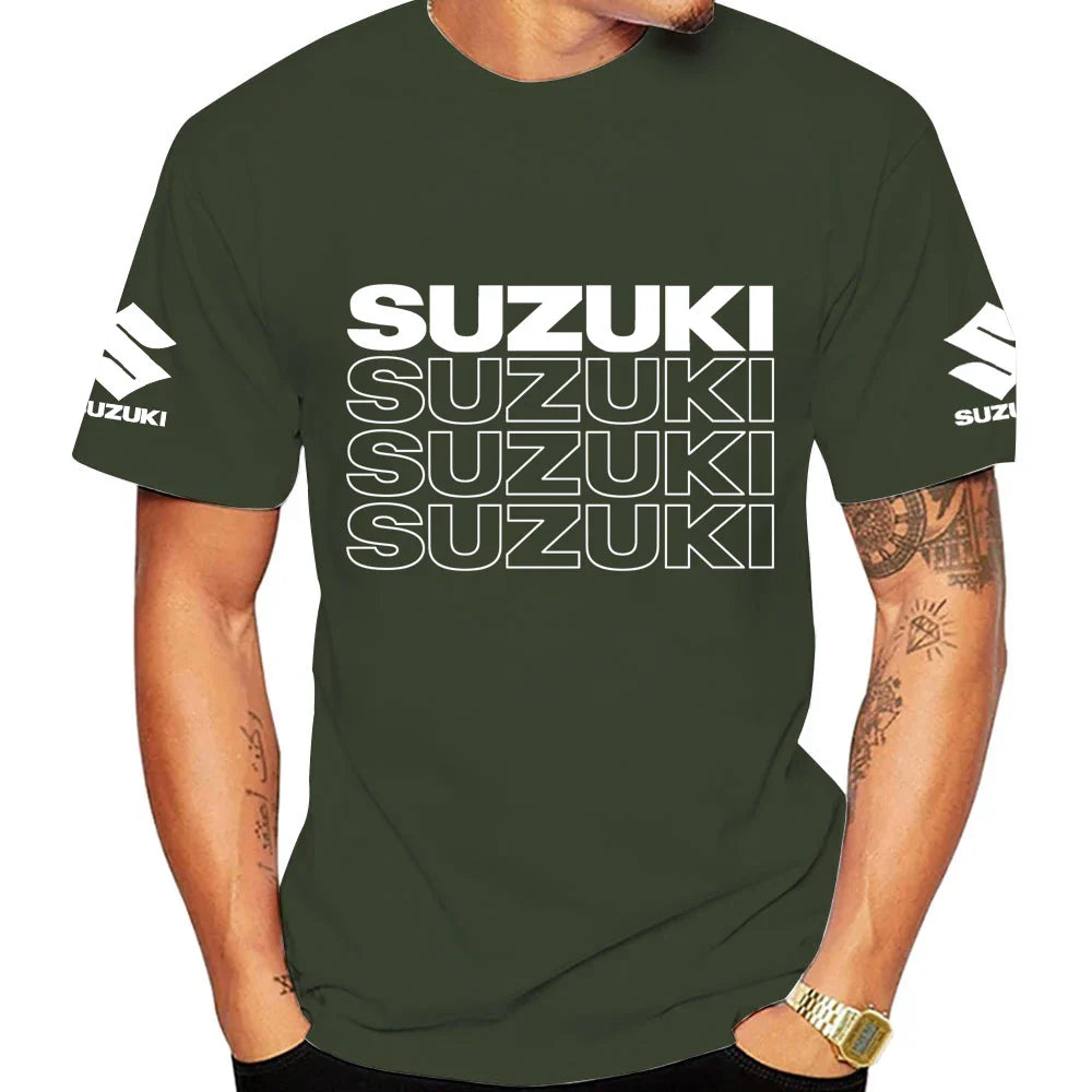New Summer Racing Motorcycle 100% Cotton Trendy Men T-shirt Daily Outdoor Sports Party Casual Loose Street Short-sleeve