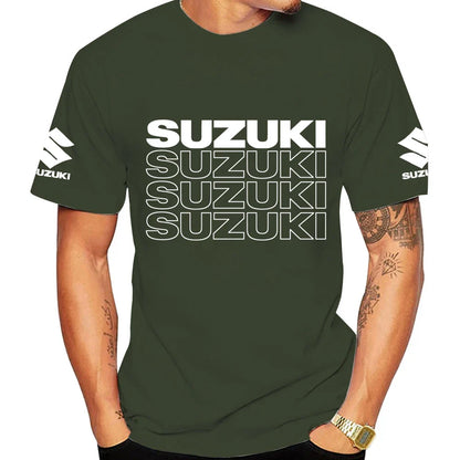 New Summer Racing Motorcycle 100% Cotton Trendy Men T-shirt Daily Outdoor Sports Party Casual Loose Street Short-sleeve