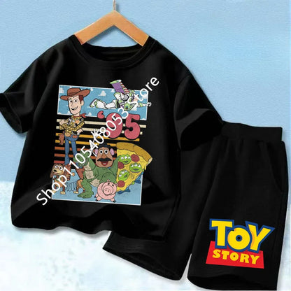 2026 Cute Toy Story Birthday Boy T-Shirt Set, Adorable Woody and Buzz Lightyear Design for Kids' Birthday Outfits