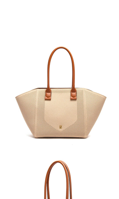 Women's Tote Bag Summer New Fabric Hollow Design Large Capacity Beach Bag Women's Outdoor Storage