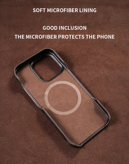 Magsafe Case for iPhone 15 16 17 Pro Max Air Retro Luxury Full Grain Cowhide Genuine Oiled PULL-UP Leather Magnetic Cover
