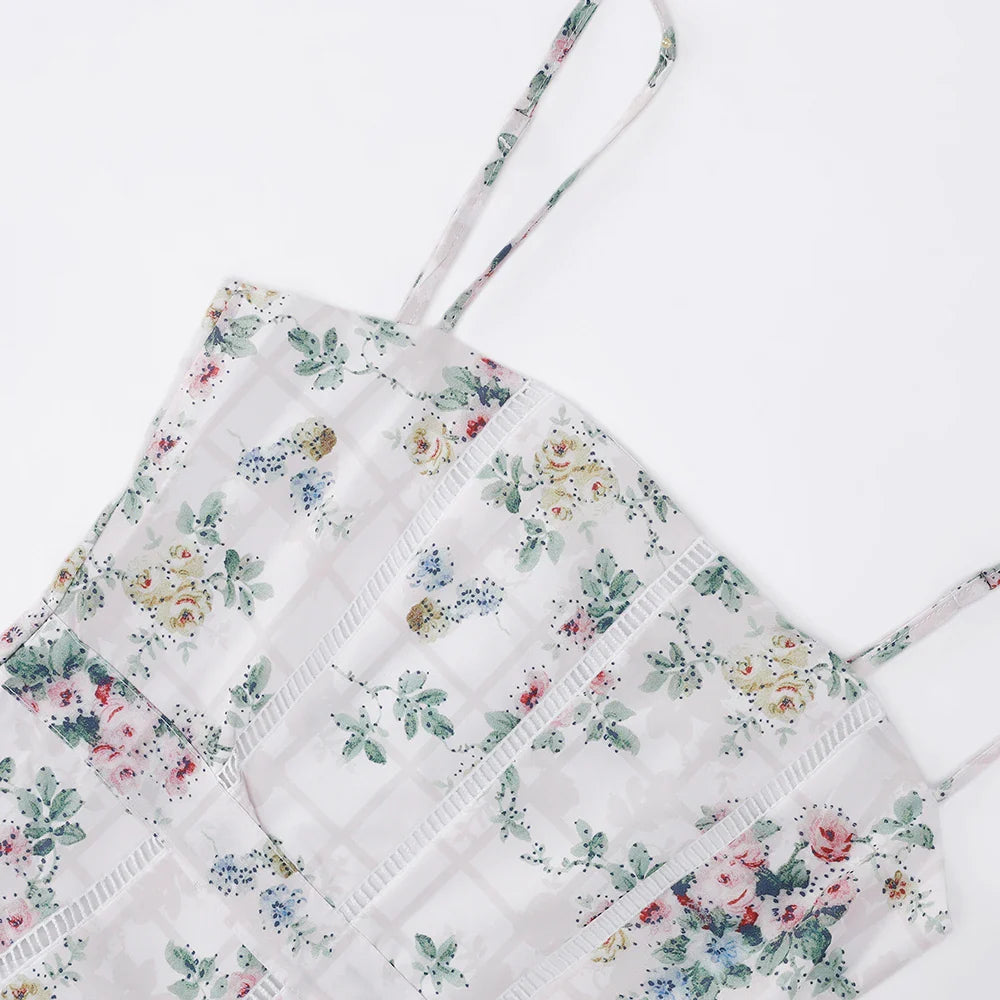 Summer Floral Print Dress Elegant 2025 New Arrivals Spaghetti Strap Flare Dress Maxi Holiday Party Dresses Women