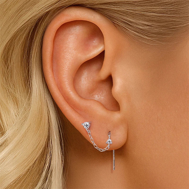New D Vvs1 All Moissanite Tassel Drop Earrings for Women Lab Diamond Wedding Party Jewelry 100% S925 Sterling Silver