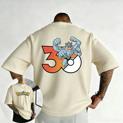 30th Anniversary Machamp Printed T-shirt Summer New Men's and Women's Loose Casual Hip Hop Trendy Short Sleeve Top