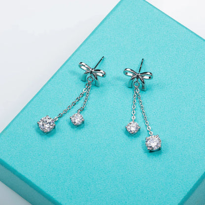 3cttw D Color Moissanite Diamond Bow Drop Earrings 925 Sterling Silver Stud Earrings Charm Jewelry Wholesale