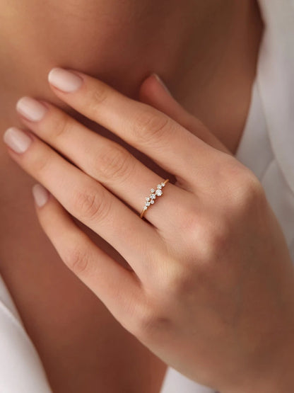 Aliança Moissanite de Prata 925 para Mulheres, Anel de Diamante de Laboratório Brilhante, Joia Fina, Presente