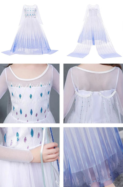 Girls Jasmine Princess Dress Children Elsa Anna Bella Rapunzel Mermaid Costume Kids Snow White Cinderella Aurora Dress