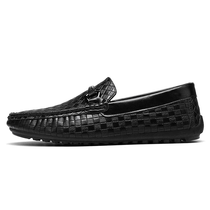 Men Loafers Fashion Leather Men Casual Shoes Slip on Flats Comfortable Boat Shoes Lightweight Walking Driving Shoes