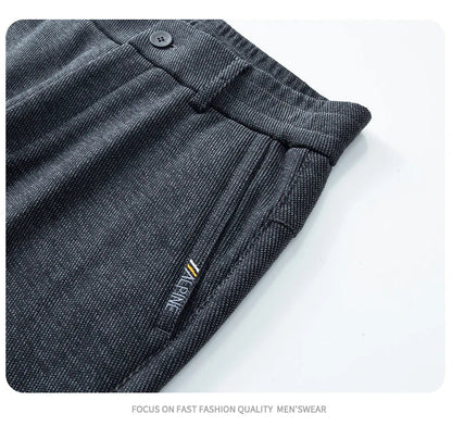Men's Winter Casual Pants Thick Fleece Warm Elastic Waist Straight Slim Trousers Light Business Comfort Daily Wear Thermal Pants