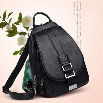Multifunctional Women Leather Backpacks Casual Backpack For Teenager Girls School Chest Bag Travel Bagpack Ladies Sac Back Pack