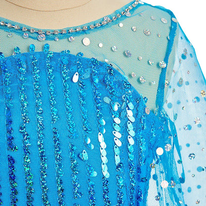Children Elsa Cosplay Little Girls Princess Carnival Birthday Sequin Dress Kids Cinderella Performance Blue White Rose Red Dress