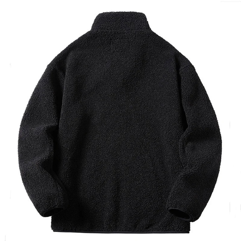 Casaco Masculino Grosso de Moletom Forrado Jaquetas Masculinas de Moletom Berbere Gola Alta Vintage de Lã Polar Casaco de Inverno Quente 패딩