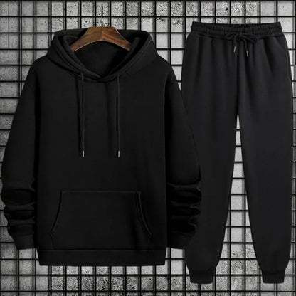2025 New in Men's Sportswear Solid Color Hoodie + Sweatpants Urban Casual Fashion Tracksuit Fall/winter Comfort Warm Soft Outfit