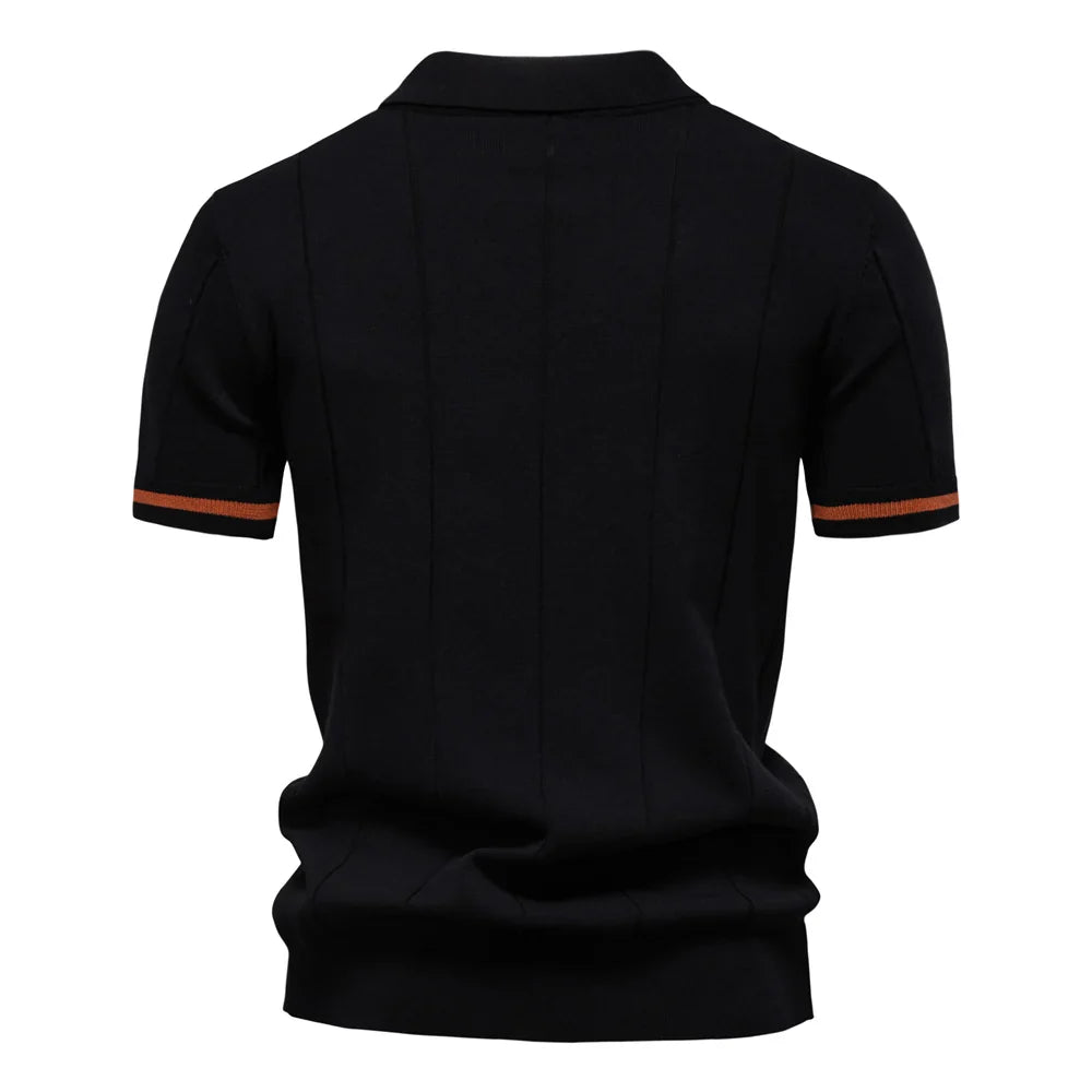 Men's Solid Color Sport Zipper Polo Shirt Athletic Social Polo Shirts for Men Office Slim Fit Polo