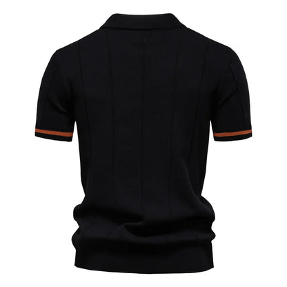 Men's Solid Color Sport Zipper Polo Shirt Athletic Social Polo Shirts for Men Office Slim Fit Polo